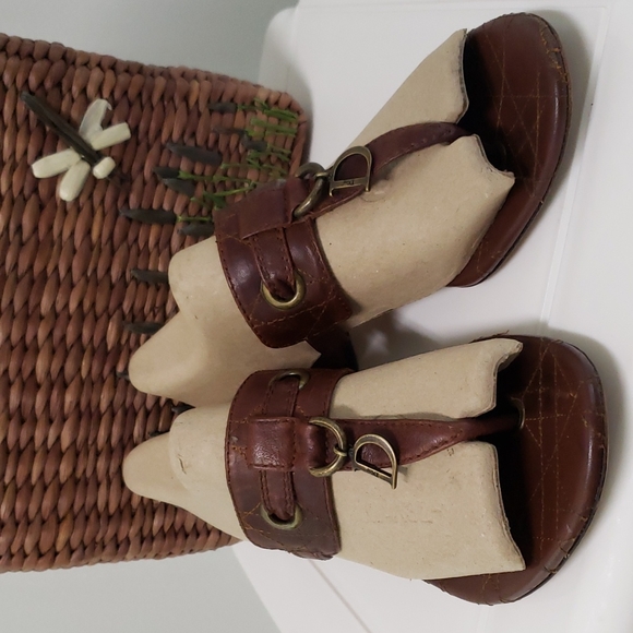 Christian‎ Dior Brown Leather Cannage Block Heel Sandals Size 40 - Picture 10 of 16
